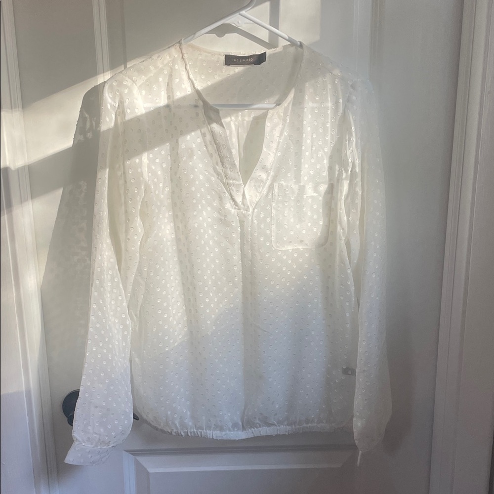 The Limited Sheer White Blouse